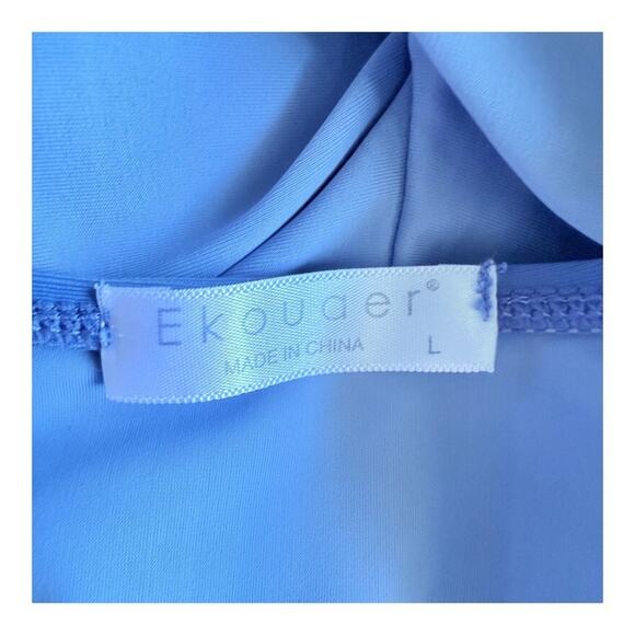 Ekouaer Women's One Piece Blue Swimsuit Ruched Tummy Control Lined Large - Picture 5 of 6